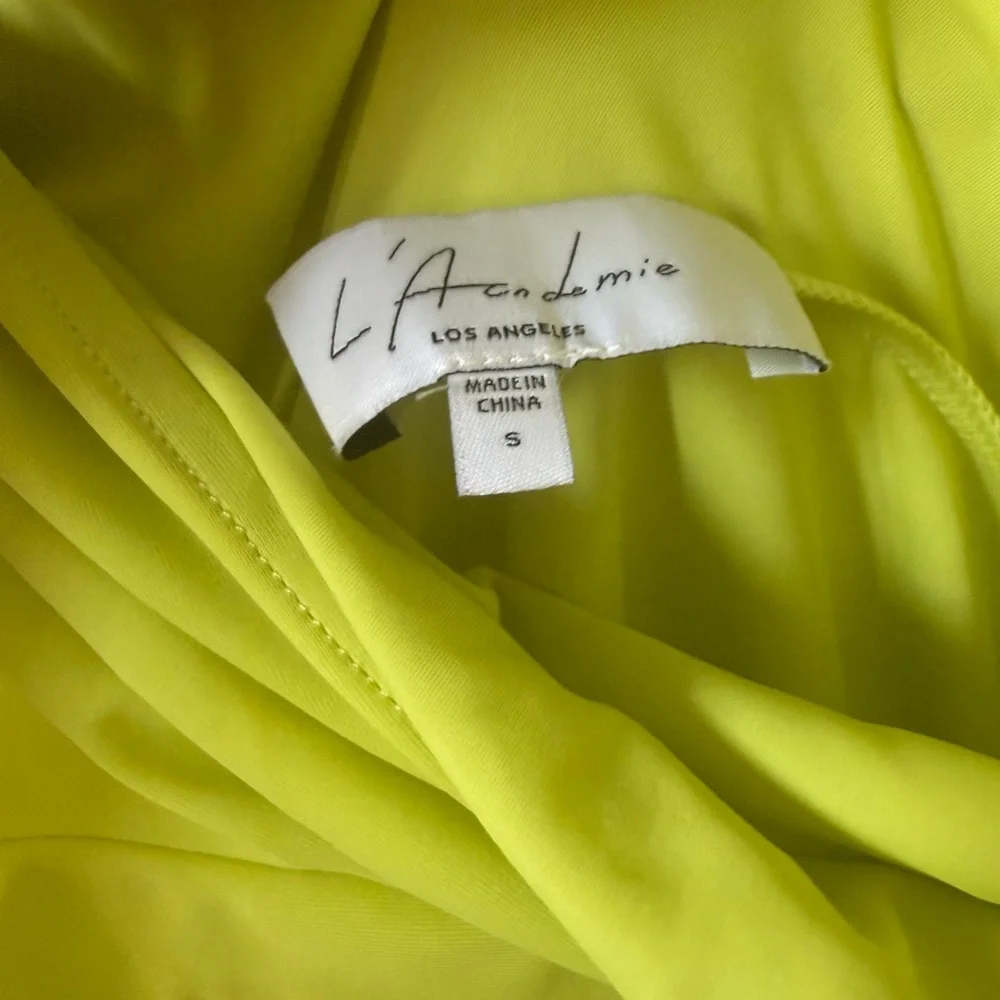 L'Academie Cachet Mini Dress in Chartreuse Small - Picture 3 of 4